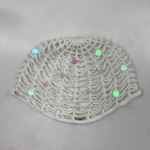 Mesh Hat Red Blanco con Lentejuelas Grandes Tornasol